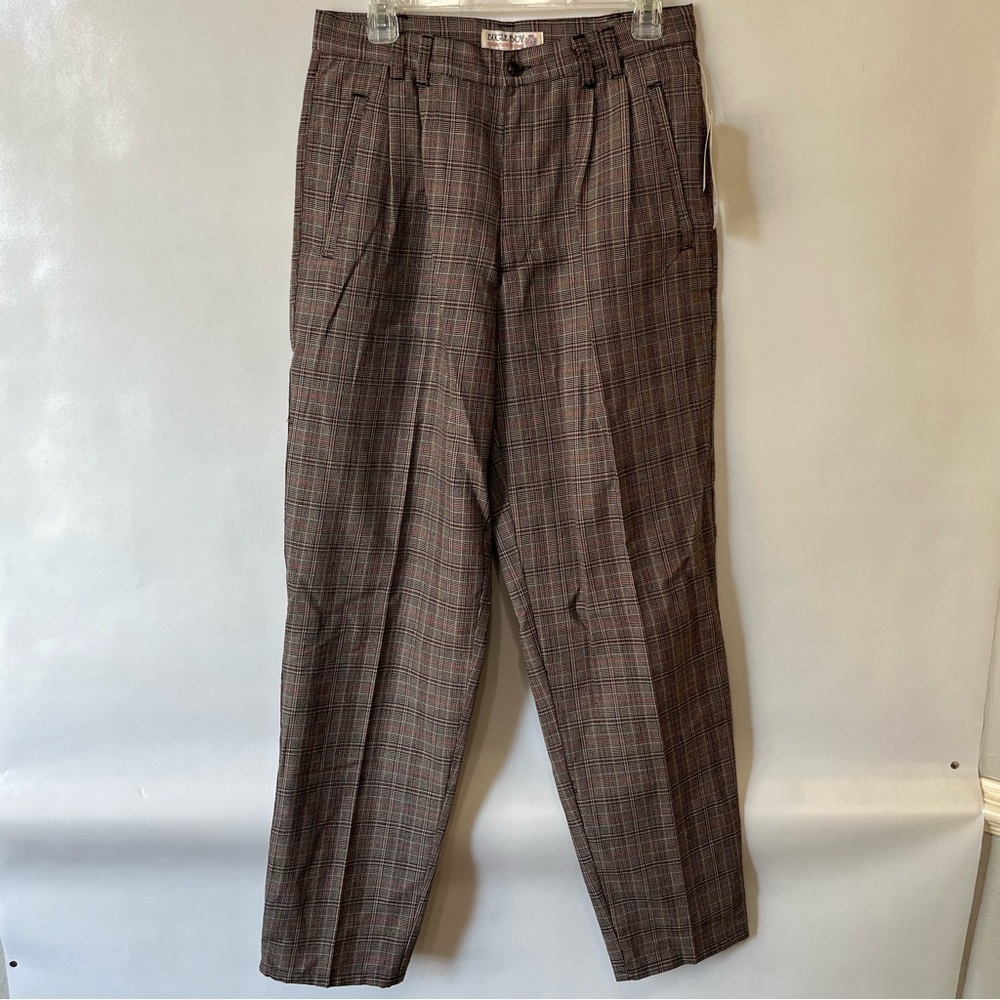 Vintage Bugle Boy Plaid High Rise Pleated Pants NWT